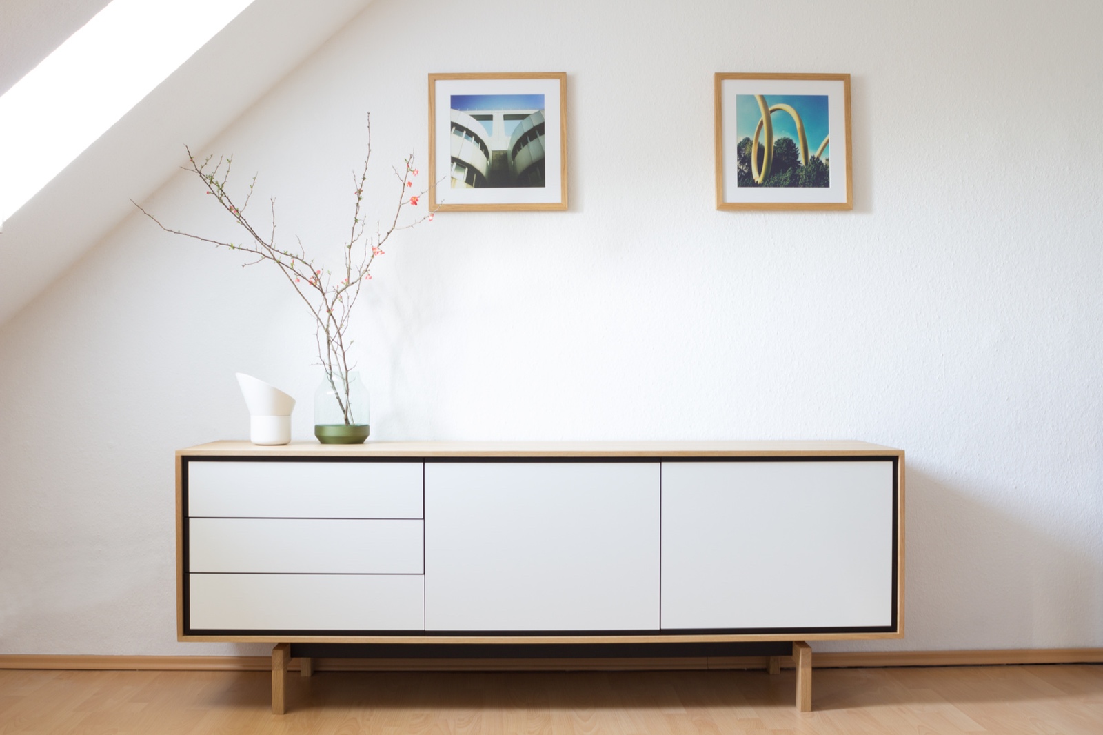 Modern sideboard in bright living room
